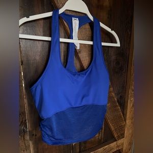 Fabletics Ryan midi logo sports bra racerback tank top royal blue medium